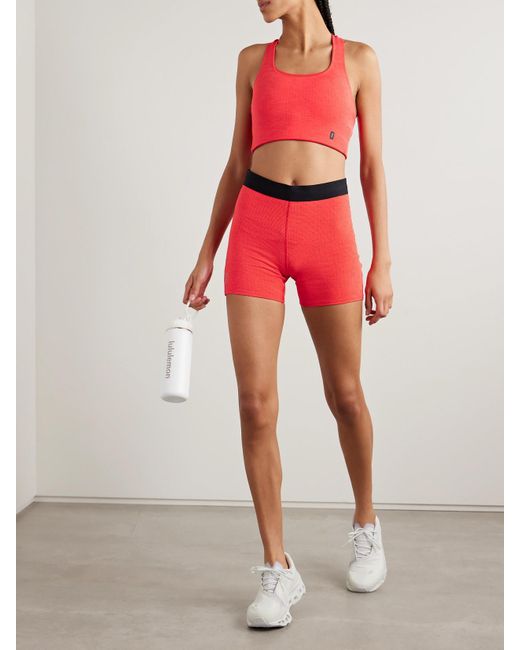 On Shoes Red Pace Tights Shorts Aus Stretch-Jersey