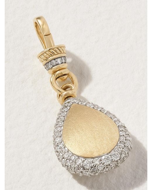 Lucy Delius White Pear Pocket Watch Rhodium-Plated 14-Karat Diamond Charm