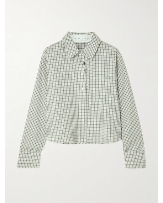 Proenza Schouler Gray Cropped Checked Cotton-Poplin Shirt