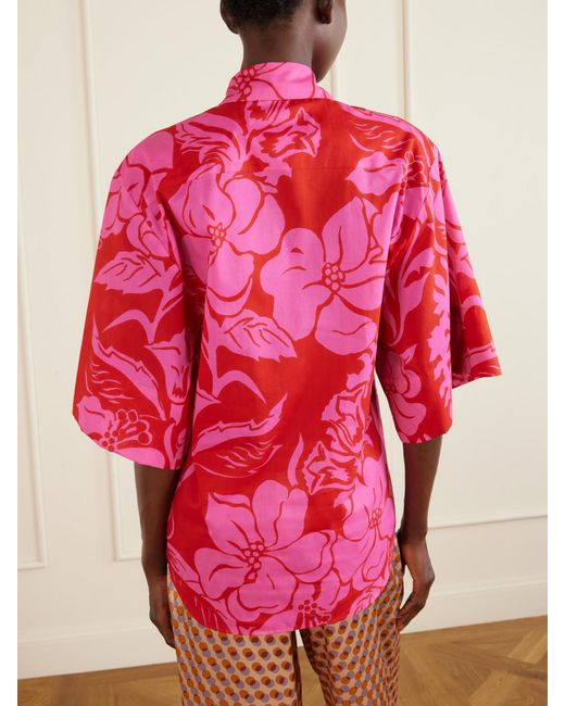 Dries Van Noten Pink Floral-Print Cotton-Voile Shirt