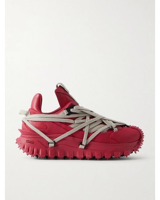 Rick Owens Pink Moncler Trailgrip Megalace Leather And Rubber Sneakers