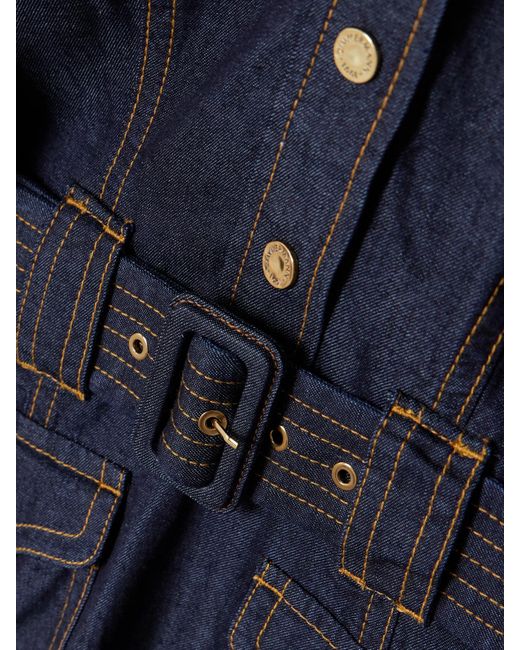 Mini-Robe En Jean À Col Noué, Ceinture Et Volants Zimmermann en coloris Blue