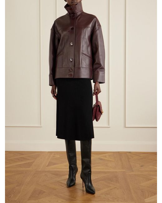 Galvan Brown Paneled Leather Jacket