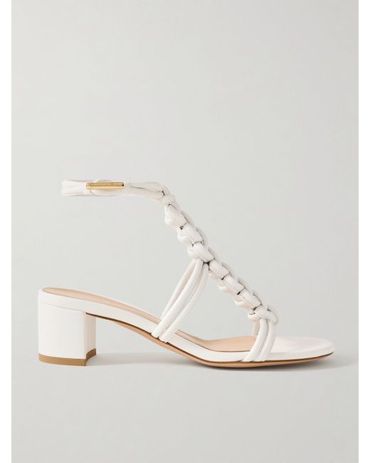 Gianvito Rossi White Capua 55 Sandalen Aus Geflochtenem Leder