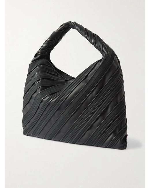 Bottega Veneta Black Hop Large Paneled Striped Suede And Leather Tote