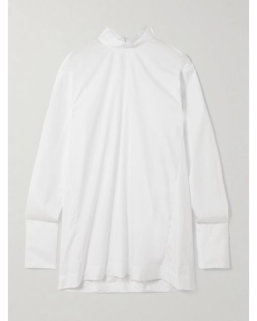 Dries Van Noten White Tie-Detailed Gathered Cotton-Poplin Shirt