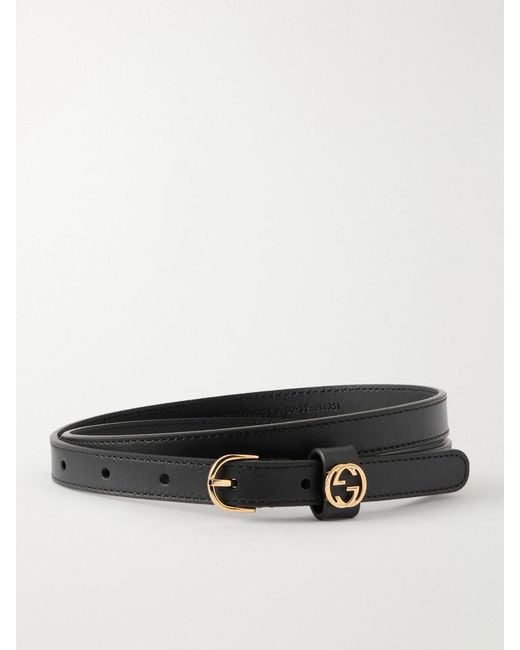 Gucci Black Logo-Embellished Leather Belt