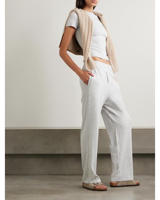 T-Shirt En Jersey De Coton Stretch, Light Heather Skims en coloris White