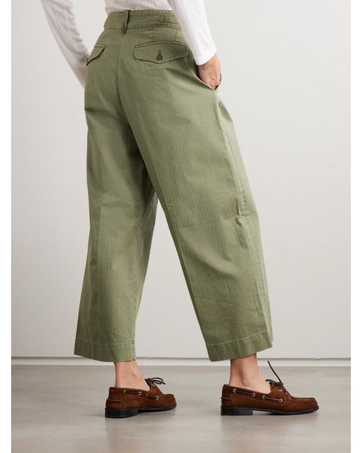 RRL Green Kyle Hose Mit Weitem Bein Aus Baumwolle Mit Fischgratmuster Und Falten