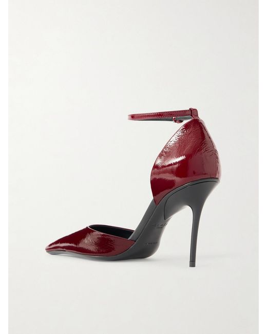 Alaïa Pink D'Orsay 90 Glossed Textured-Leather Pumps