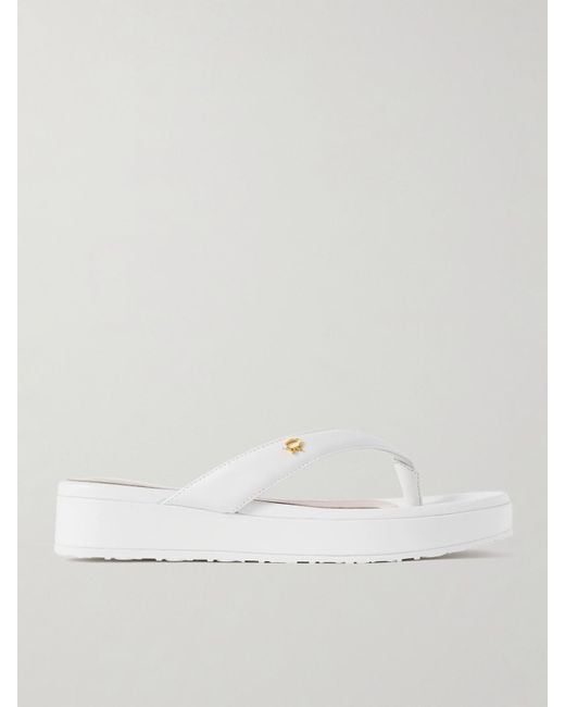 Gianvito Rossi Natural Tahiti Leather Platform Flip Flops