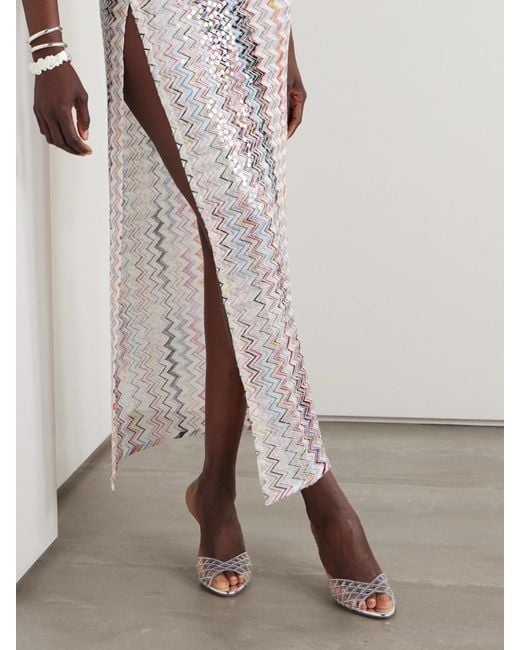 Aquazzura Natural Lumiere Crystal-Embellished Cutout Pvc Mules