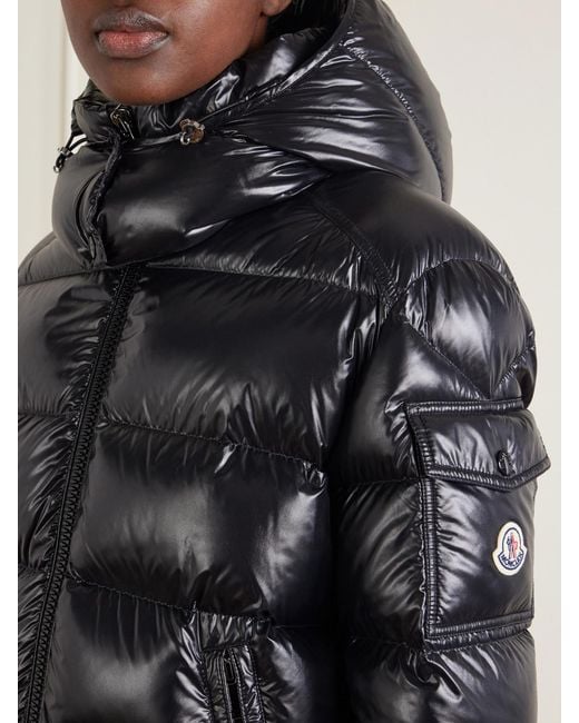 Moncler Black Maire Hooded Quilted Glossed-Shell Down Jacket
