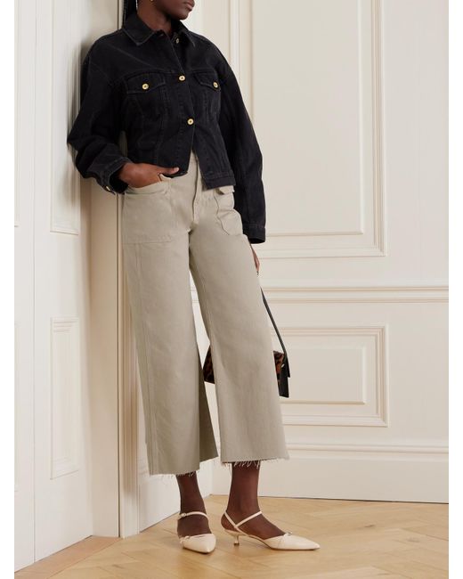 Veronica Beard Natural Taylor Verkürzte, Hoch Sitzende Jeans Mit Weitem Bein