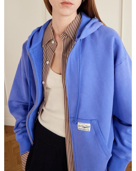 Aimé Leon Dore Blue Appliquéd Cotton-Jersey Hoodie