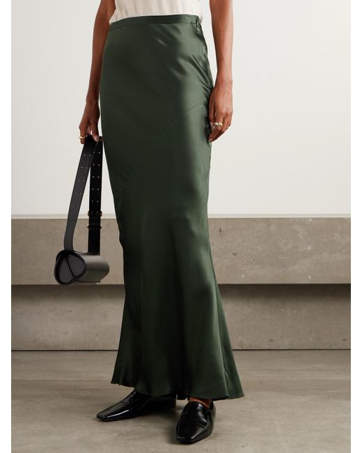 Twp Green My Endless Love Paneled Satin Maxi Skirt