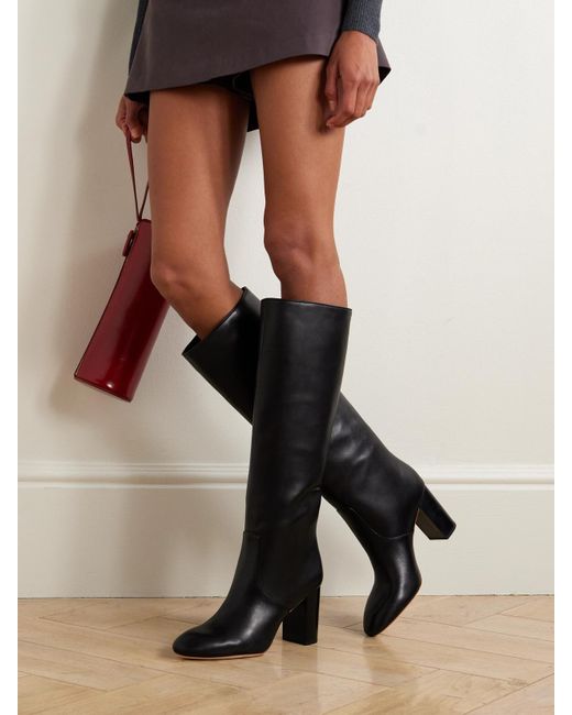 Loeffler Randall Black Goldy Kniehohe Stiefel Aus Leder