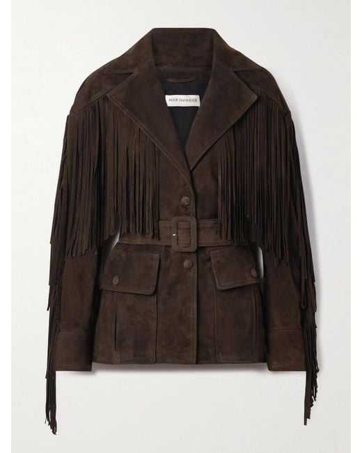 Veste En Daim À Franges Et À Ceinture Cassidy Nour Hammour en coloris Black