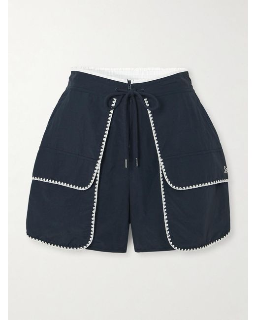 Sea Blue Evelyn Embroidered Shell Shorts