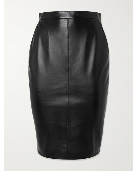 Saint Laurent Black Leather Skirt