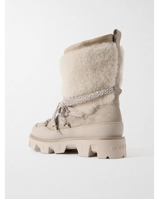Moncler Natural Peak Apres Shearling-Trimmed Suede Ankle Boots