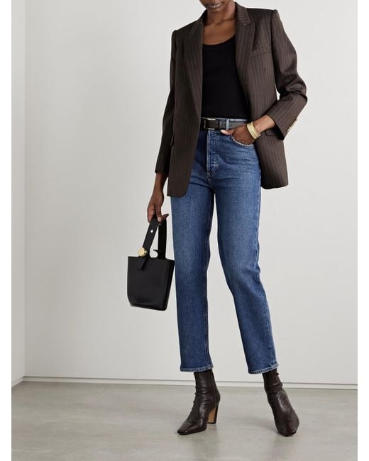 Agolde Blue '90S Pinch Waist Cropped High-Rise Straight-Leg Jeans