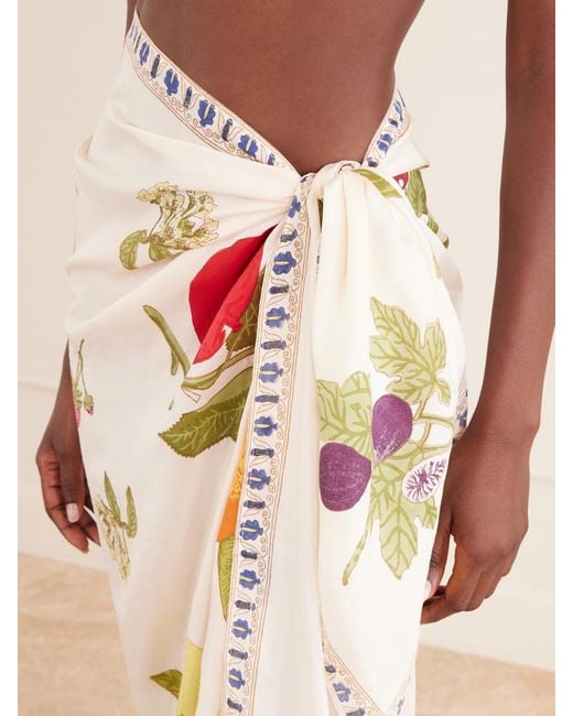 Alix Of Bohemia White Soraya Printed Silk Pareo