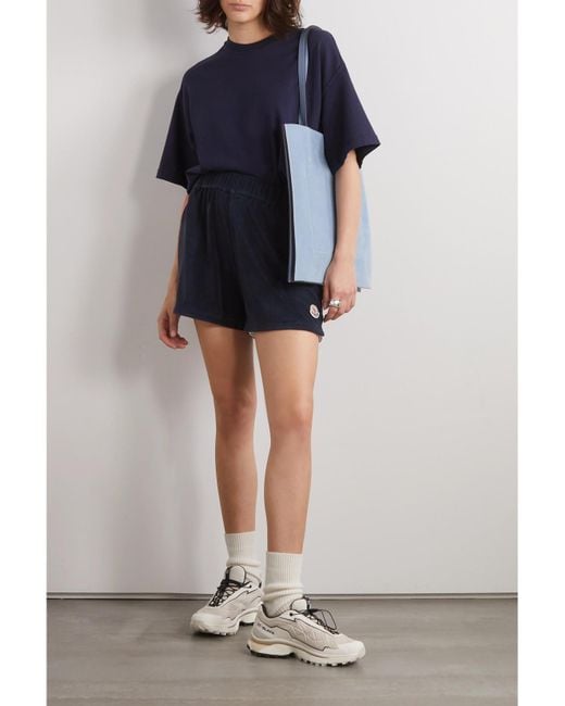 Moncler Blue Cotton-Blend Terry Shorts