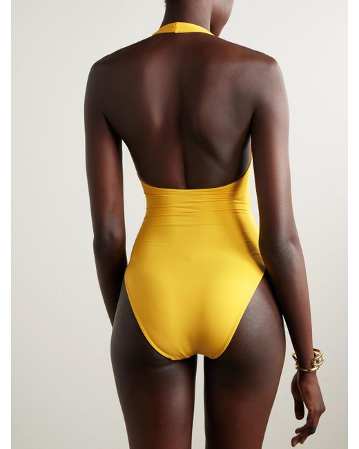 Maygel Coronel Yellow Cipria Badeanzug Mit Cut-Outs, Raffungen Und Applikationen