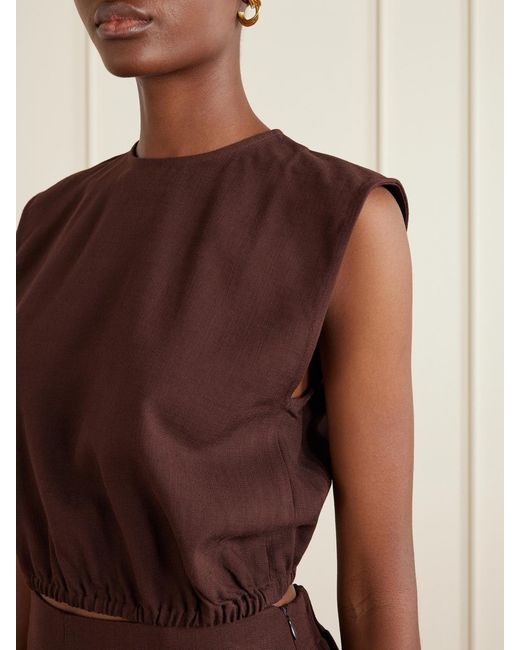 TOVE Brown Andie Cotton-Blend Blouse