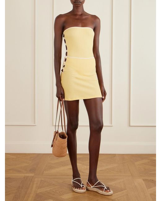 Eres Yellow Poolside Cut-Out Jacquard Coverup
