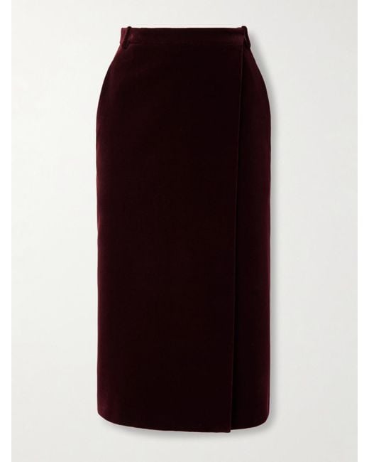 Saint Laurent Black Cotton-Velvet Midi Skirt