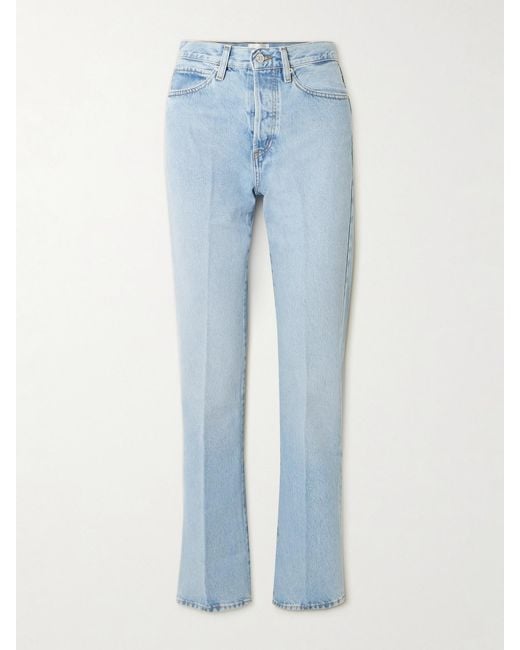 FRAME Blue The Vertical High-Rise Straight-Leg Jeans