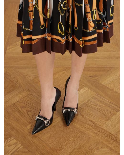 Gucci Black Boulevard Horsebit-Embellished Leather Pumps