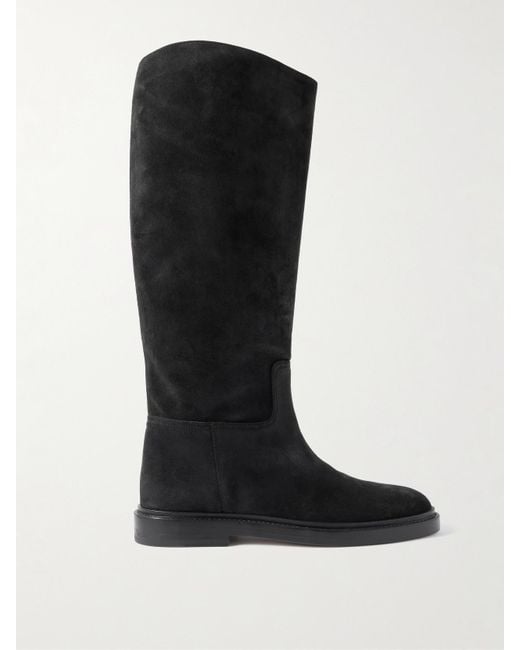 LEGRES Black 80 Suede Knee Boots