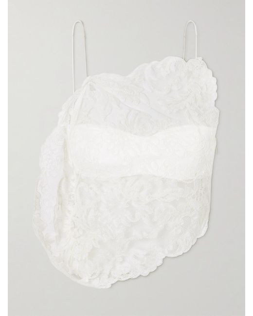 Christopher Esber White Cotton Corded-Lace Top
