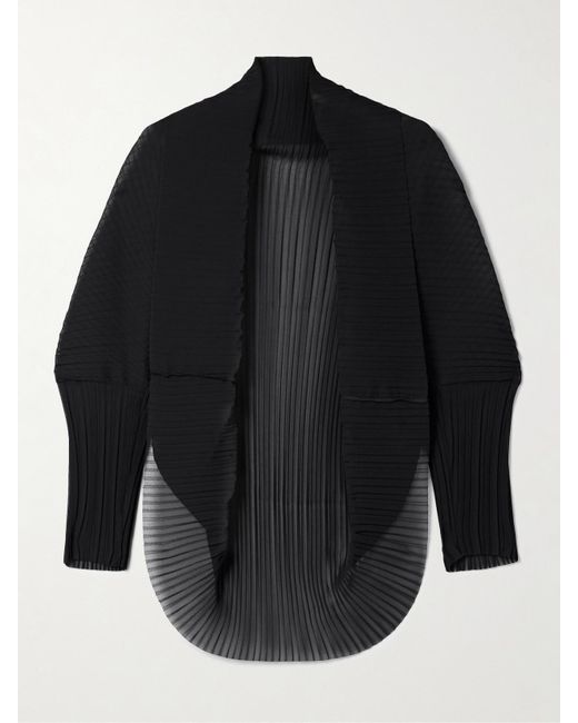 Max Mara Blue Vesuvio Plissé-Chiffon Cape