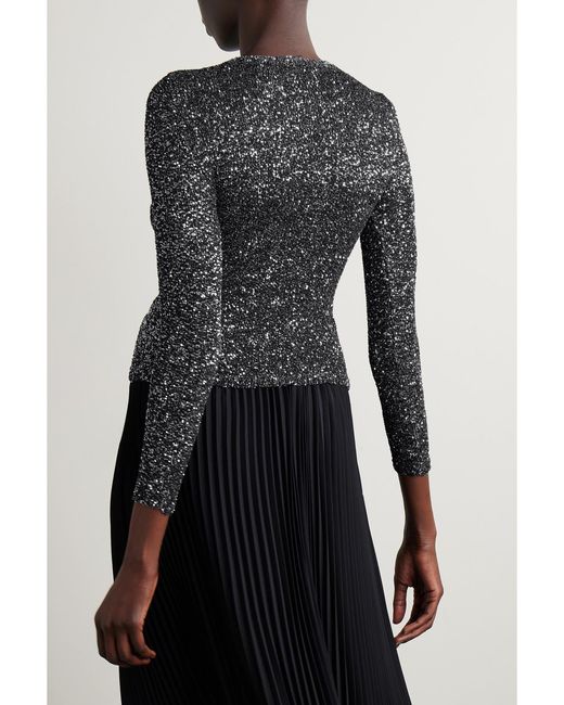 Balenciaga Black Sequined Stretch-Knit Sweater
