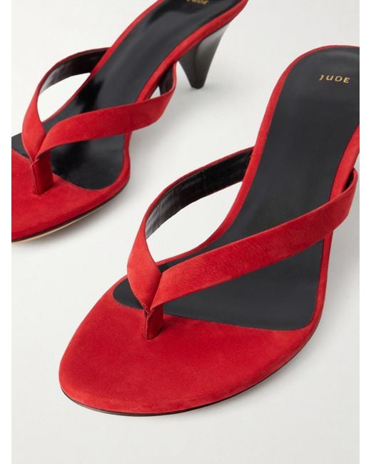 Jude Red Rooty Suede Sandals