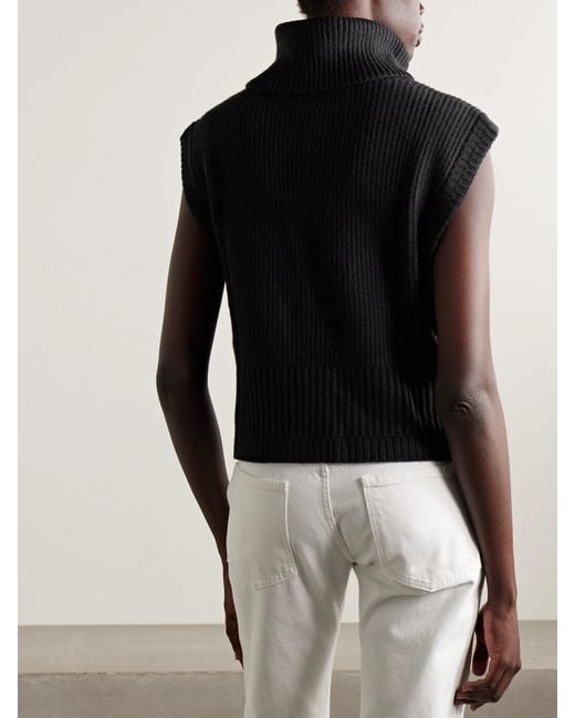 Jonathan Simkhai Black Maple Ribbed Wool-Blend Turtleneck Tank