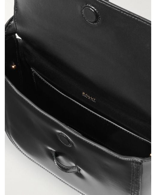 Bally Black Beckett Flat Mini Tote Aus Glanzleder