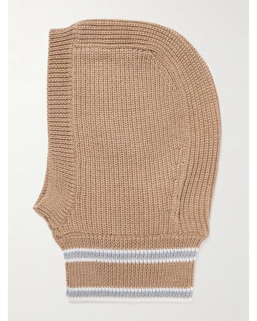 Fusalp Natural Striped Ribbed Wool Balaclava