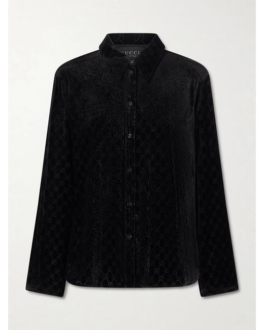 Gucci Black Devoré-Velvet Shirt