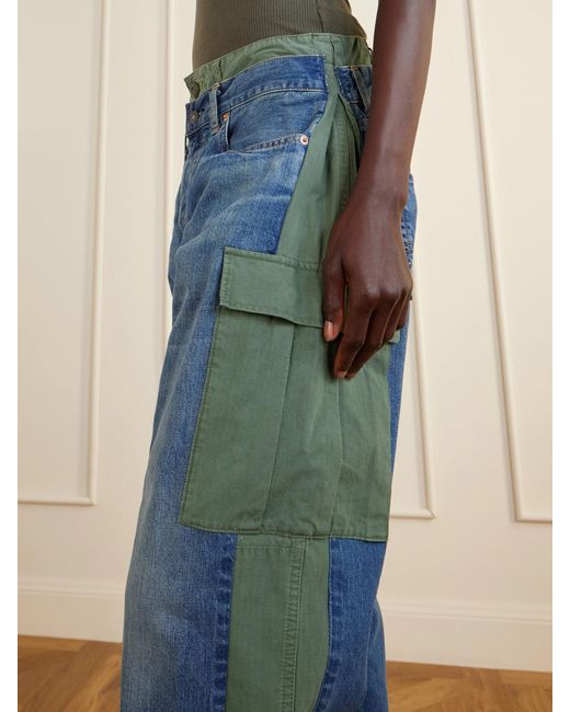 Junya Watanabe Blue Levi's Ripstop-Trimmed Mid-Rise Straight-Leg Jeans