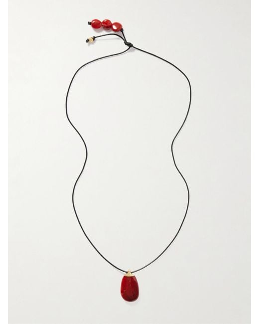 Dinosaur Designs Blue River Rock-Plated, Resin And Leather Necklace