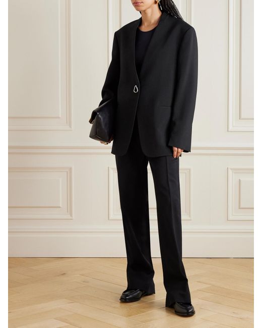 Jil Sander Black Oversized-Blazer Aus Woll-Twill Mit Verzierung