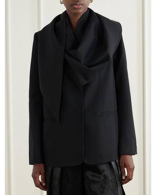 Sea Black Remi Scarf-Detailed Wool-Blend Crepe Blazer