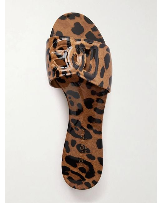 Dolce & Gabbana Multicolor Bianca Logo-Embossed Leopard-Print Rubber Flats