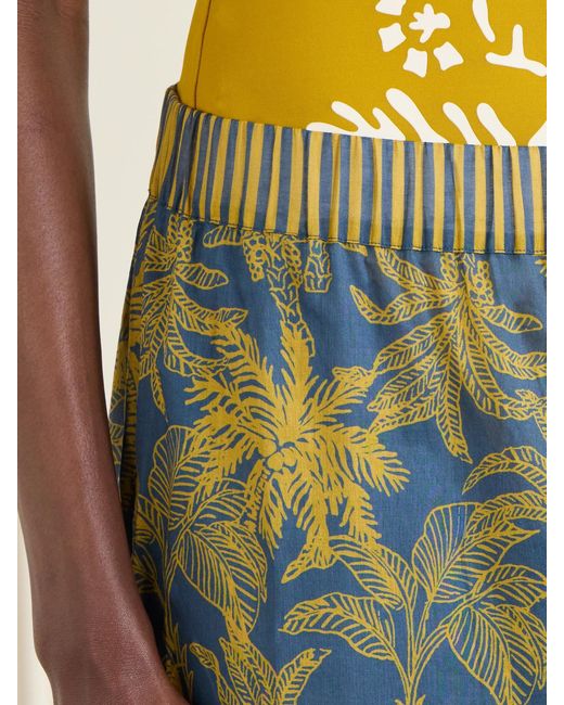 Eres Blue Itinerant Printed Cotton-Voile Straight-Leg Pants