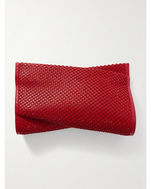 Christian Louboutin Red Loubitwist Clutch Aus Leder Mit Kristallen